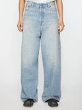 Riolio Full Rhinestone Print Washed Blue Baggy Jeans Mens and Women Ropa Hombre Streetwear Solid Casual Denim Trousers Loose Cargos