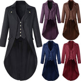 Riolio Medieval Tuxedo Steampunk Vintage Victorian Long Sleeve Winter Windbreaker Medieval Vintage Suit Prince Costume For Men