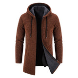 Riolio Men's Winter Padded Jacket Thick Fleece Long Jackets Coat Knitting Sweaters Hooded Zipper Cardigan Male Overcoat