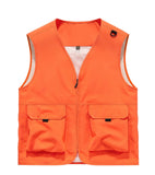 Riolio  Men Multi Pocket Utility Work Vest V Neck Full Zip Sleeveless Jacket Lightweight Outdoor Photography Fishing Cargo Waistcoat