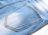 Riolio  Men Fashion Street Style Ripped Skinny Jeans Vintage Wash Solid Denim Trouser Mens Casual Slim Fit Pencil Denim Pants Hot Sale