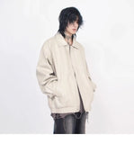 Riolio Japanese Street Hot Casual Jacket American Fashion Loose Versatile Lazy Style Spring Autumn Leather Jacket Long-sleeved Coat Men