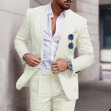 Riolio Linen Suits For Men Wedding 2 Piece Set Single-Breasted Luxury Notched Lapel Top+pants  Trajes Elegante Para Hombre