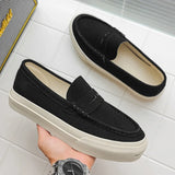 Riolio  Men's Vulcanized Shoes: Niche, Light Luxury, Solid Color, Retro Style, Flat Heel, Split-on, Lazy Soft-soled Casual Walking Shoes