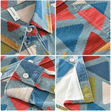 Riolio  Spring Printed Long Sleeve Shirt Men Casual Geometric Colorful Hong Kong Style Jacket