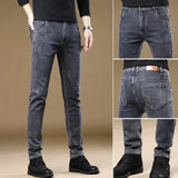 Riolio  Spring and Autumn New Fashion Trendy Solid Color Straight Leg Stretch Slim Fit Men's Casual Breathable High Quality Denim Jeans