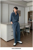 Riolio Men's Shirt Pants Set High-end Shirt Suit Trendy Spring Handsome Long-sleeved Top Loose Straight Trousers Two-piece Set