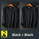 Riolio Men's Summer Lightweight Breathable Long Sve Casual Sun Protection Clothing Qui Dry round Ne T-irt for Youth Daily Use