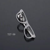 Riolio  Fashion Tie Clip For Men Novelty Personalized Necktie Bars For Shirts Tie Clip Glasses Feather Beard Key Collar Clip Silver Bars