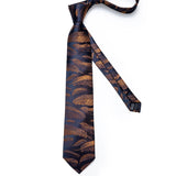 Riolio Classic Navy Blue Men's Tie Striped Paisley Floral Necktie Pocket Square Cufflinks Business Tie Set Cravat Gift For Men