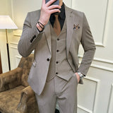 Riolio  S-7XL Jacket Vest Pants Luxury Elasticity Boutique Fashion Men's Solid Color Casual Business Suit 3-piece Sets Groom Wedding