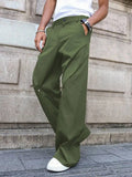 Riolio  Mens Casual Loose Wide Leg Pants Solid Color Fall Streetwear