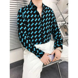 Riolio  Spring Autumn New Turn-down Collar Fashion Long Sleeve Shirt men High Street Casual Loose Button Cardigan Plaid Printing Tops