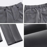 Riolio  Trendy Youth Men's Pants Straight Leg Suit Trousers Korean Style Slim Fit Casual Fashionable Nine Points