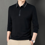 Riolio  Spring Autumn Middle-aged Men's Long Sleeve Polo Shirt