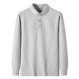 Riolio  Long Sleeve Polo Shirt Men's Business Casual Striped Loose Fit Anti-Wrinkle Fly Smooth Spring Autumn Fashion