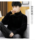 Riolio  White Pullover Turtleneck Men Sweater Fashion Knitted Sweater Men Clothing M-2XL Spring New Arrivals