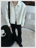 Riolio American Street High-end Coat Trendy Leather Jacket Korean Elegant 2025 Spring Men's New PU Lapel Slim Loose Jacket Aesthetic