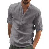 Riolio New Men's Casual Blouse Cotton Linen Shirt Loose Tops Long Sleeve Tee Shirt Spring Autumn Casual Handsome Men Shirts