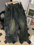 Riolio  Trendy Men's Workwear Denim Pants Autumn Winter New Vintage American Sle Loose Wide Leg Floor-Length Pants