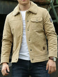Riolio Thicken Jacket Man Casual Fashion Warm Turndown Colllar Plush Coats Men Solid Long Sleeves Loose Korean Outwears Mens Jackets