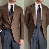 Riolio  Casual Men's Suit 2 Pieces Blazer Pants Bow Collar Single Breasted Buckle Work Wear Bussiness Wedding