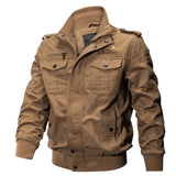 Riolio Men's Tactical Pilot Jaet WS  Military Fan Special Forces Officer Coat Cotton Denim Zipper Closure Long Sve
