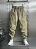 Riolio  Summer Fashion New Men Breathable Casual Trousers Loose Tying Feet Versatile Simple Solid Color Harem Pants