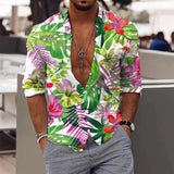 Riolio Men's Floral Shirt Tropic Leaf 3d Print Shirts Men Fashion Hawaiian Shirt Casual Beach Short Sleeve Blouse Men's Lapel Shirt Boy