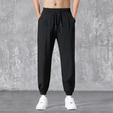 Riolio Men's Summer Thin Ice Silk Quick Dry New Loose Sports Trend All Tie Feet Casual Pants Sweatpants 90s Vintage Clothes