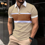 Riolio 2024 Summer Best-Selling Men's Polo Shirt Lapel Printed Men's Clothing Stripes Polo Shirt Casual Sports Men's Shirt