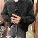 Riolio Men's Sweaters Knitted Plush Lapel Long Sleeve Casual Pullovers Streetwear Solid Korean Color Fashion Men Clothing