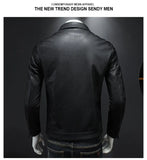 Riolio Men's lapel leather jacket autumn oversized slim motorcycle riding suit winter thickened PU leather waterproof work clothes