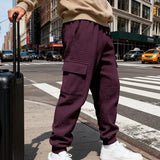 Riolio  Men's Textured Cargo Pants Elastic Waist Drawstring Joggers with Pockets Casual Trousers