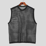 Riolio  Fashion Men's Tops Tank Hollow Sexy Mesh Sheer Perspective Vest Fishing Net Muscle Sleeveless See Through Tshirts For Male