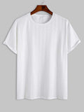 Riolio T-shirts for Men Solid Retro Jacquard Design Tees Summer Short Sleeves O-Neck T-shirt Casual Streetwear Tops