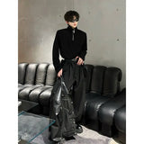 Riolio American Retro Shoulder Pad Short Leather Jacket Men's Spring Deconstruction High-end Fashion Trend Vintage Motorcycle Jacket