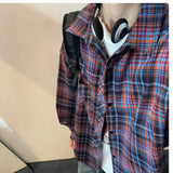 Riolio  Long-sleeved Shirt Men's New Retro Plaid Large Size Lapel Jacket