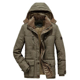 Riolio Winter American Style Parkas Work Clothes hooded Jacket Outdoor fur coats Sport jackets Men's fleece warm Cotton Padded Coat