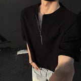 Riolio  Zip T Shirt Men Short Sleeve Summer Trendy Casual Fashion All-match Shirt