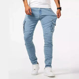 Riolio  Man Business Casual Cargo Jeans Male Stylish Tide Brand Stretch Pants Spring Summer Grey Brand New Fit Straight Lightweight