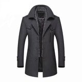 Winter Men Wool Coats New Fashion Middle Long Scarf Collar Cotton-Padded Thick Warm Woolen Coat Male Trench Coat Overcoat M-5Xl
