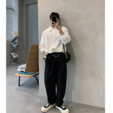 Riolio  New Lapel Sweatshirt Men's American High Street Loose Top Fashionable Skinny Pullover Polo Shirt