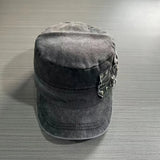 Riolio  Vintage Flat-Top Zipper Beret Hat for Women Men Women Outdoor Leisure Activities Street  Rivet Baseball Cap Summer Sunshade