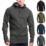 Riolio  Menswear Amazon's new long-sleeved stand-up collar casual pullover hooded half-zipper fleece sweater