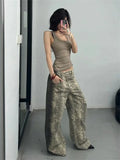 Riolio Women's Ins Snake Print Design Pants Cool Girl High Waisted Fashion Loose Bottoms Female Straight Retro Y2K Edge Trousers