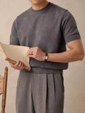 Riolio  Fashion Men's Slim Fit Knitting T Shirts Summer Casual Solid Color Simple T-shirt For Men Daily Leisure Short Sleeve Tops