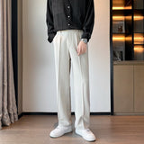 Riolio Spring Summer Men Suit Pants Wide Leg Long Drape Trousers Fashion Streetwear Clothing Solid Stretch Waist Oversize Pants Black