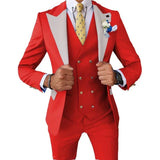 Riolio  Men's Fashionable Gentleman Business Banquet US-style Formal Dress Casual Wedding Color blocking Suit Blazer+Vest+Trousers