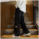 Riolio  Striped Jeans Men Spring Summer Denim Jeans Vintage Baggy Pants Women Elastic Waist Loose Straight Pants Fashion Men Trousers